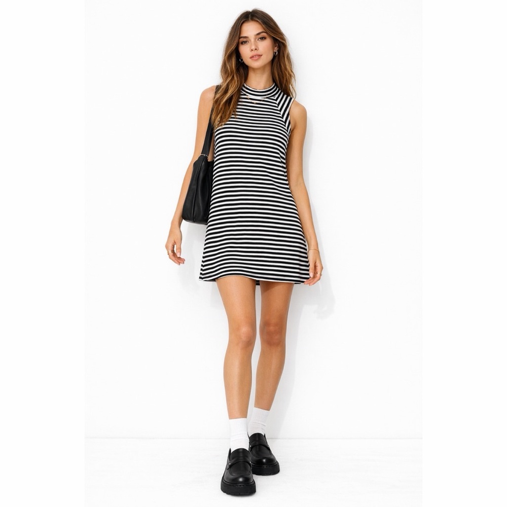 BDG x Urban Outfitters Black White Stripe Knit Mini Dress
